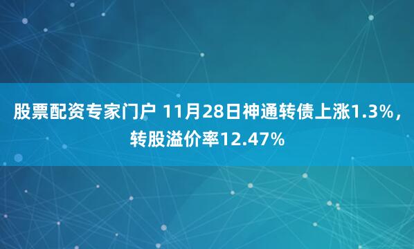 股票配资专家门户 11月28日神通转债上涨1.3%，转股溢价率12.47%